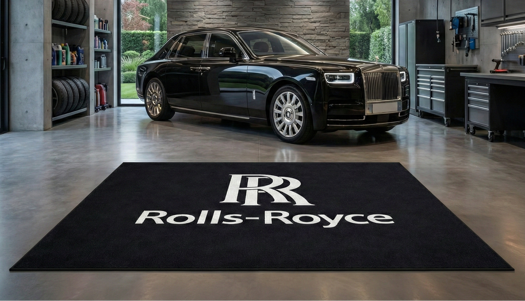 Rolls Royce Garage Floor Mat 5x7 FT (60x87 Inches) Premium Showroom Rug & Wall Decor Luxury Racing Style