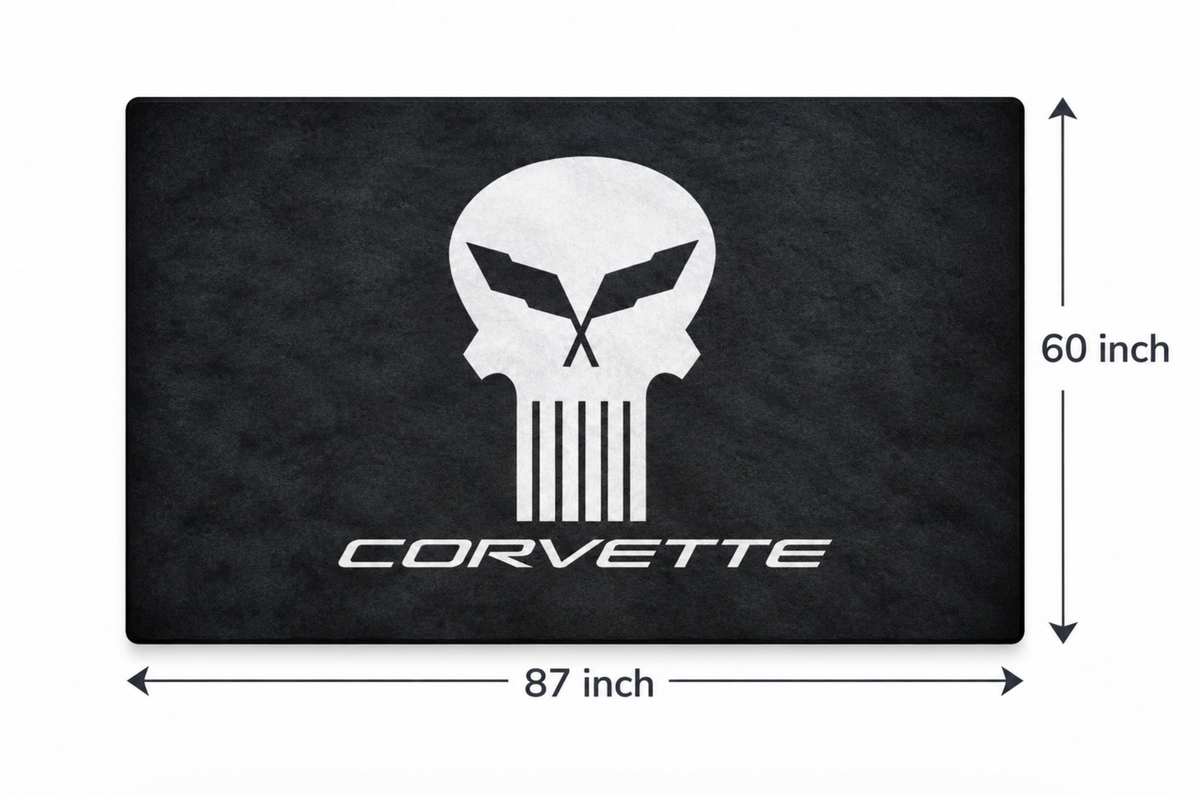 Corvette Rug ( Jake Skull-Stingray-ZR1-Z51-E RAY-GRAND SPORT-Z06-C8.R ), (60x87 Inches)