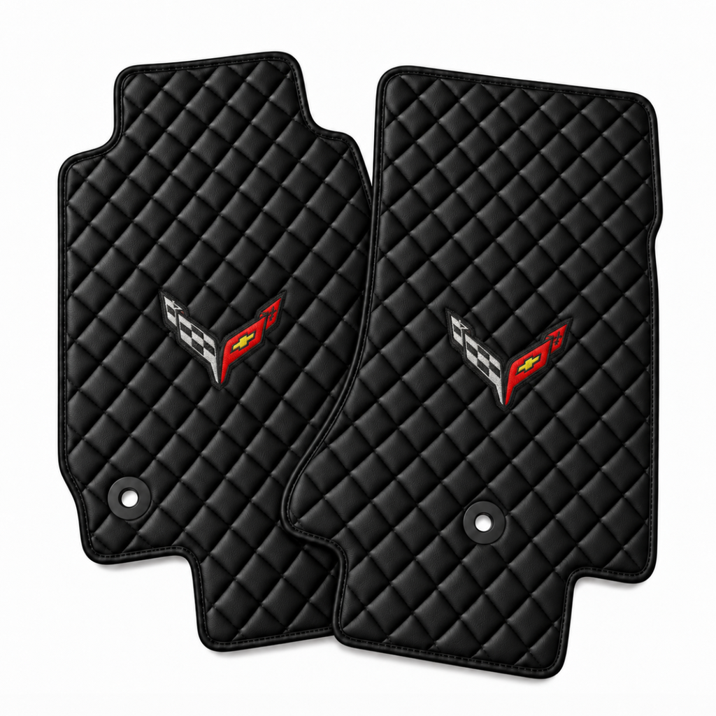 CORVETTE C8 leather car floor mat, CORVETTE waterproof custom car mat