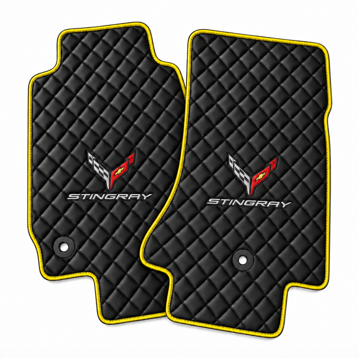 CORVETTE C8 Stingray leather car floor mat, CORVETTE waterproof custom car mat