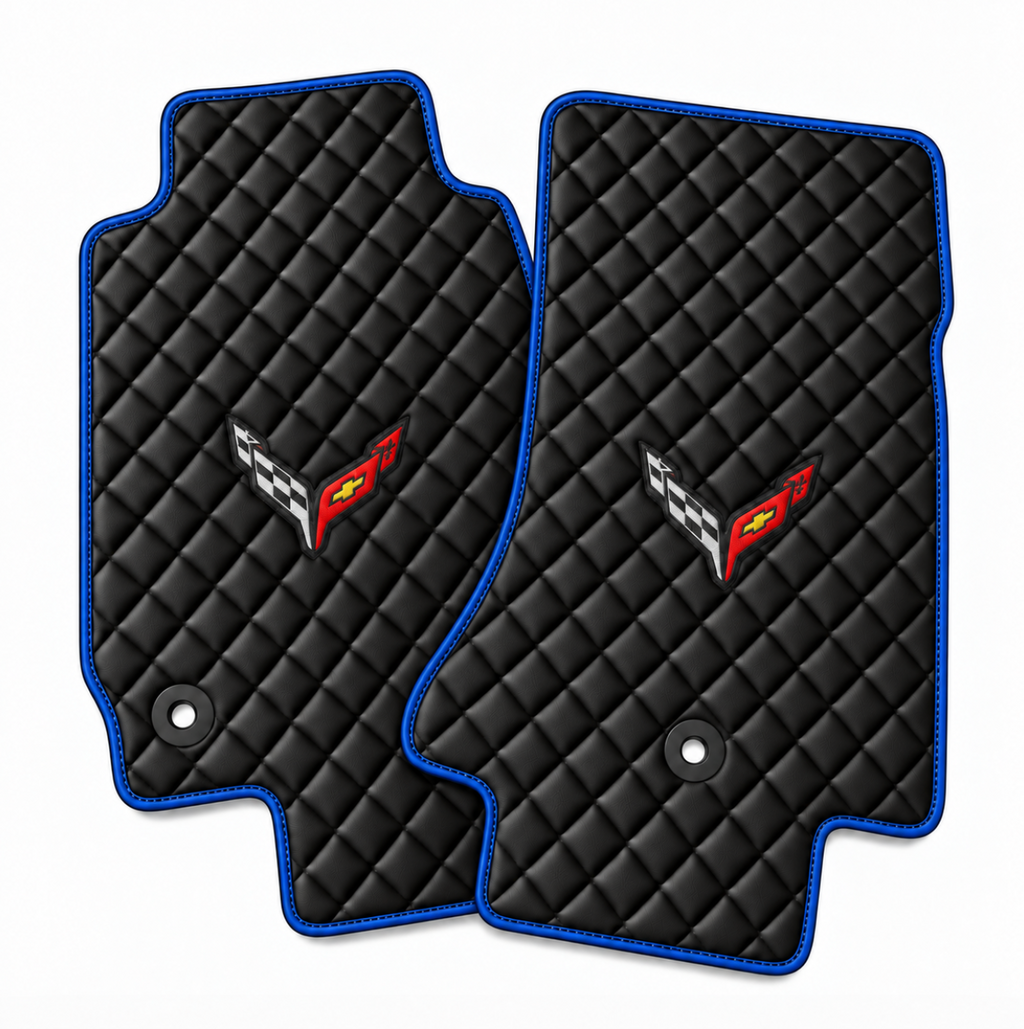 CORVETTE C8 leather car floor mat, CORVETTE waterproof custom car mat