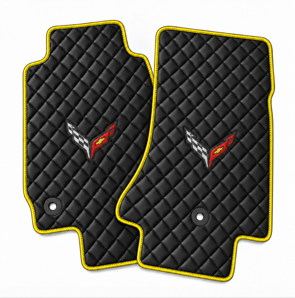 CORVETTE C8 leather car floor mat, CORVETTE waterproof custom car mat