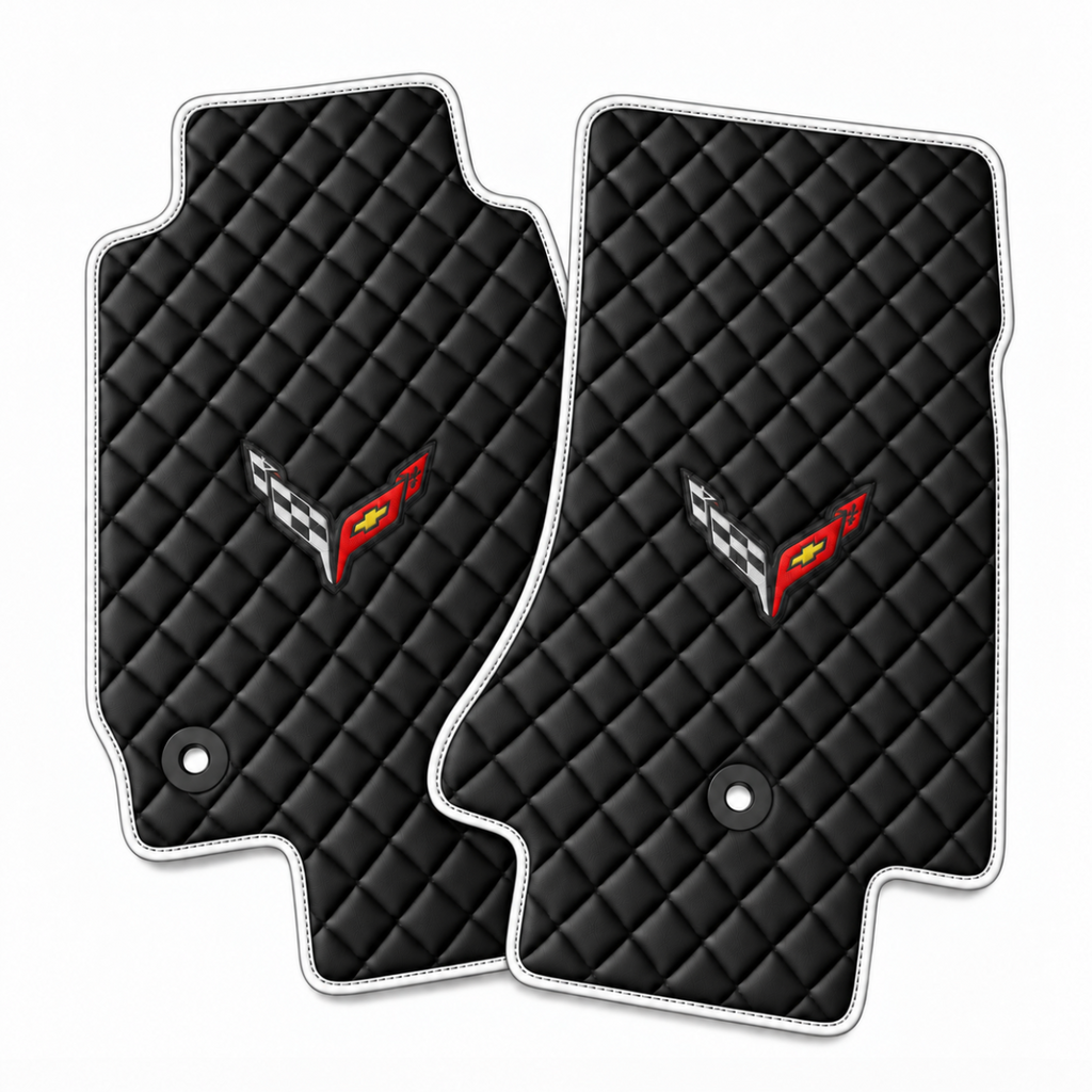 CORVETTE C8 leather car floor mat, CORVETTE waterproof custom car mat