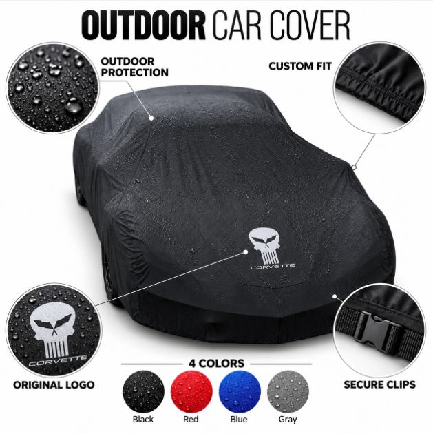 Corvette Jake Skull Outdoor Car Cover, custom-made Corvette car cover, A++