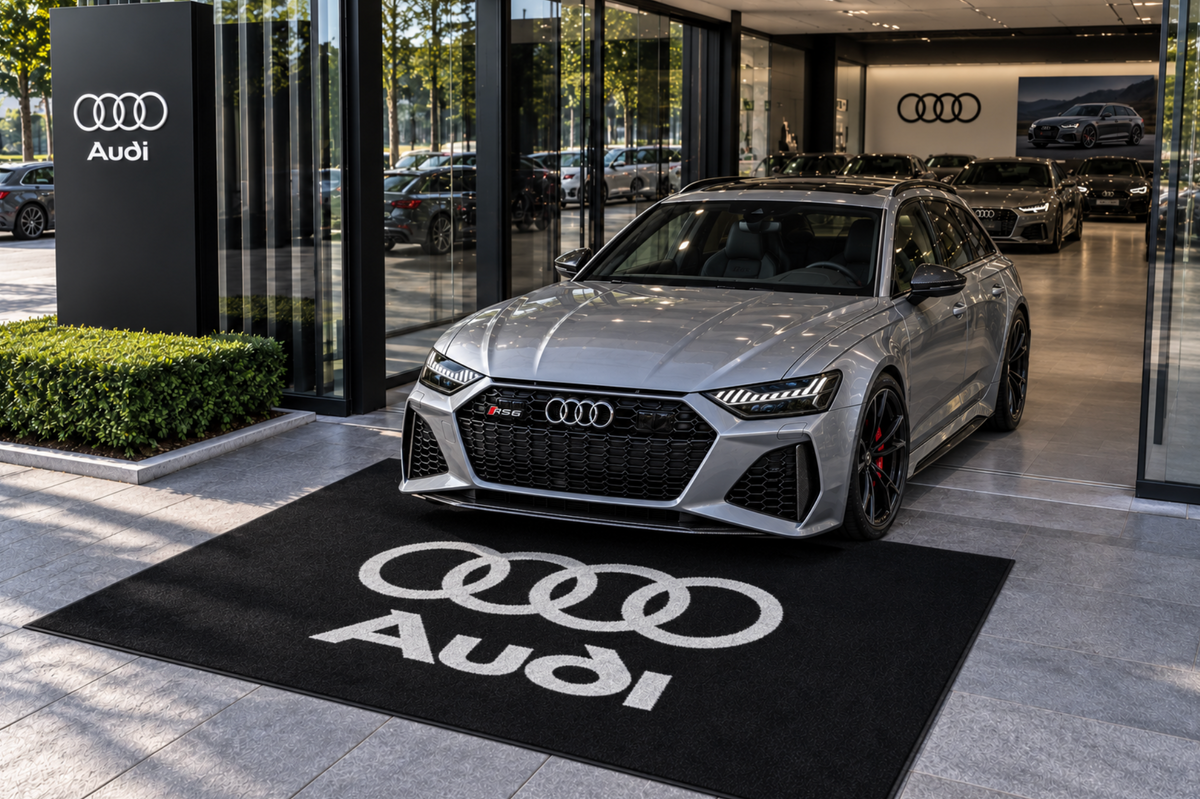 Audi Garage Floor Mat 5x7 FT (60x87 Inches) Premium Showroom Rug & Wall Decor