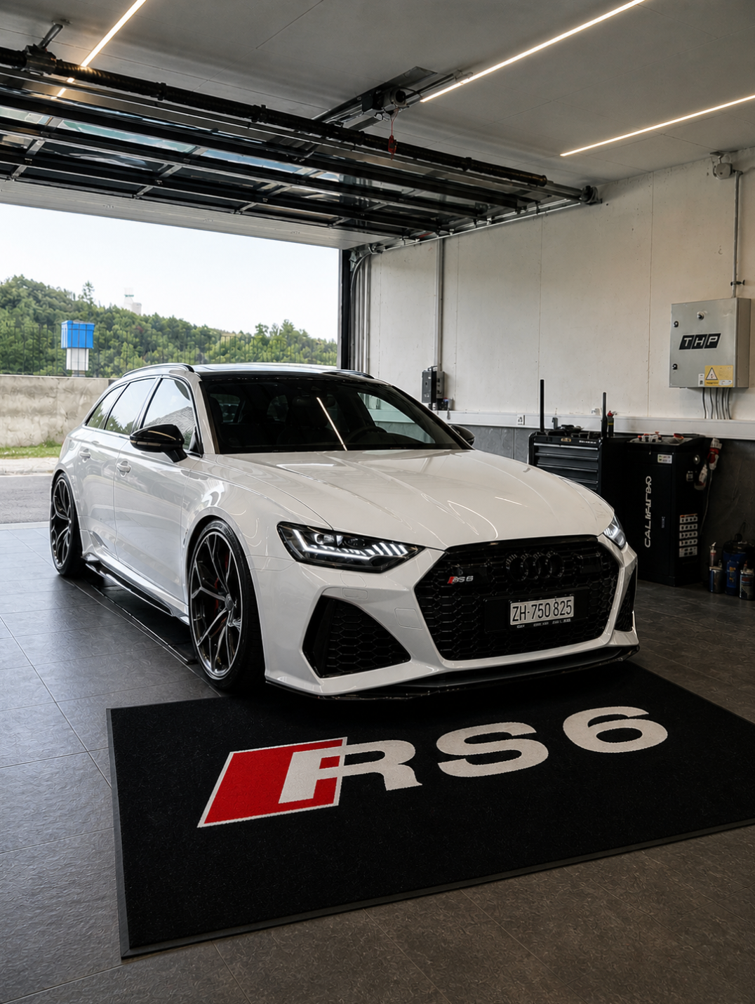 Audi Garage Floor Mat 5x7 FT (60x87 Inches) Premium Showroom Rug & Wall Decor