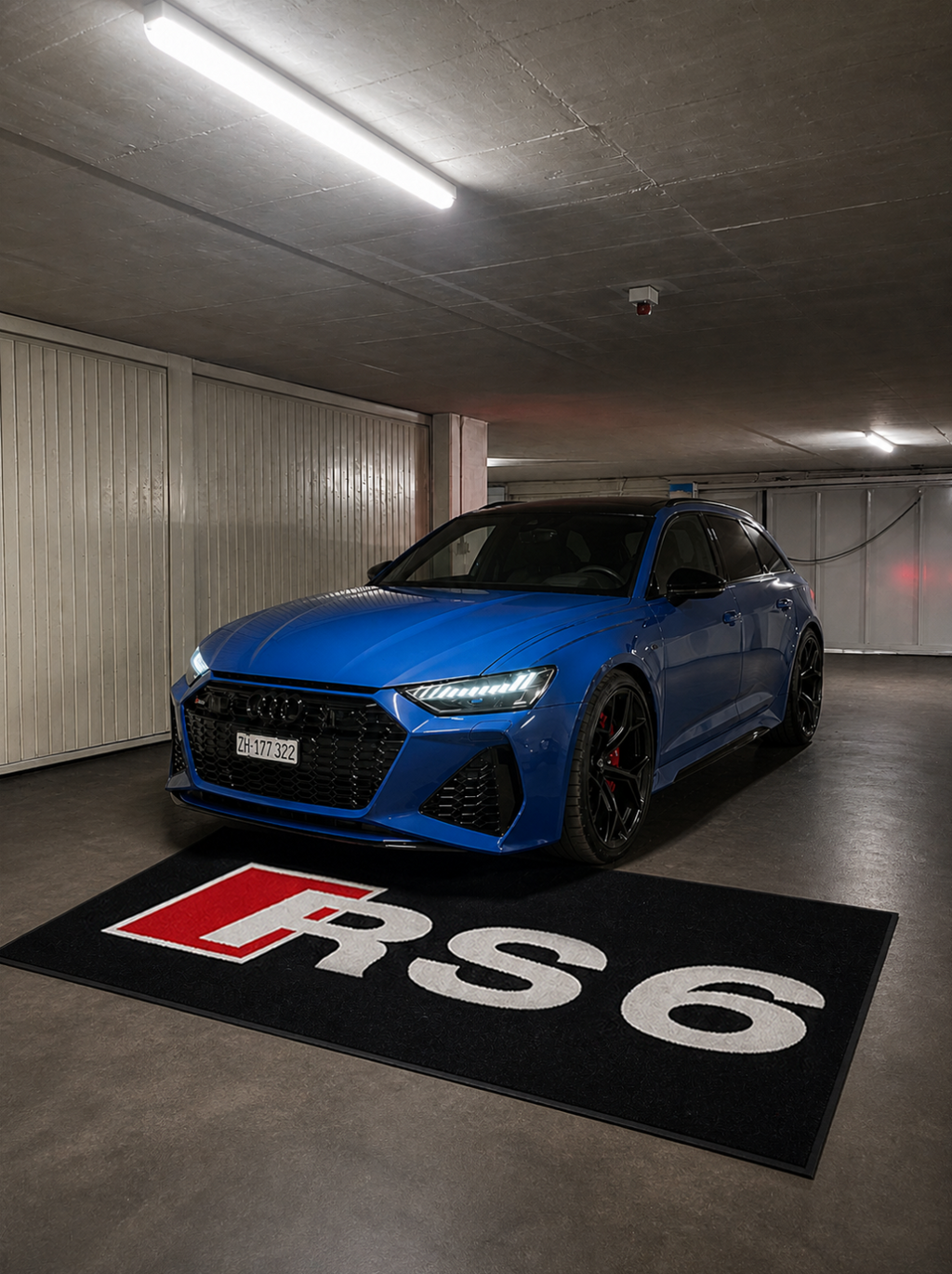 Audi Garage Floor Mat 5x7 FT (60x87 Inches) Premium Showroom Rug & Wall Decor