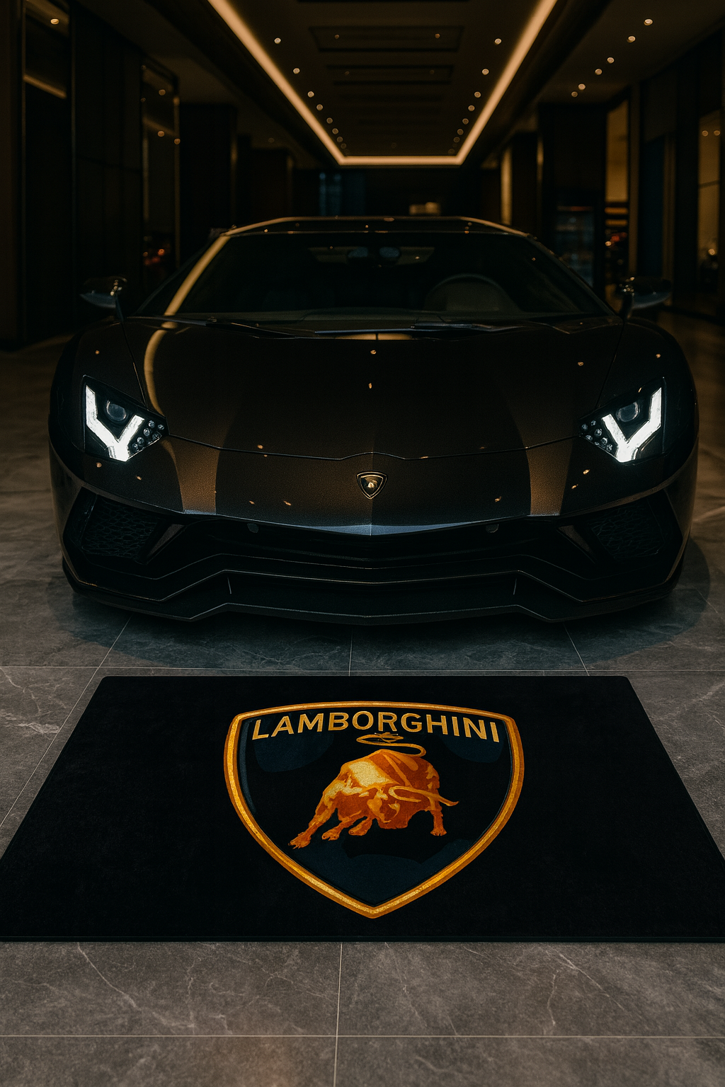 Lamborghini Garage Floor Mat 5x7 FT (60x87 Inches) Premium Showroom Rug & Wall Decor Luxury Racing Style