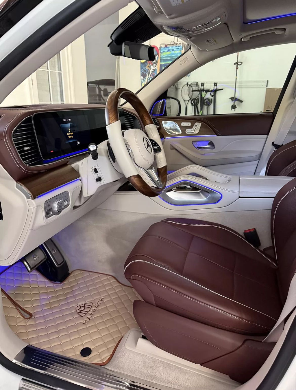 Leather Floor Mats Set Trunk Mat Pillow For S550 GLS600 S580 S600 S560