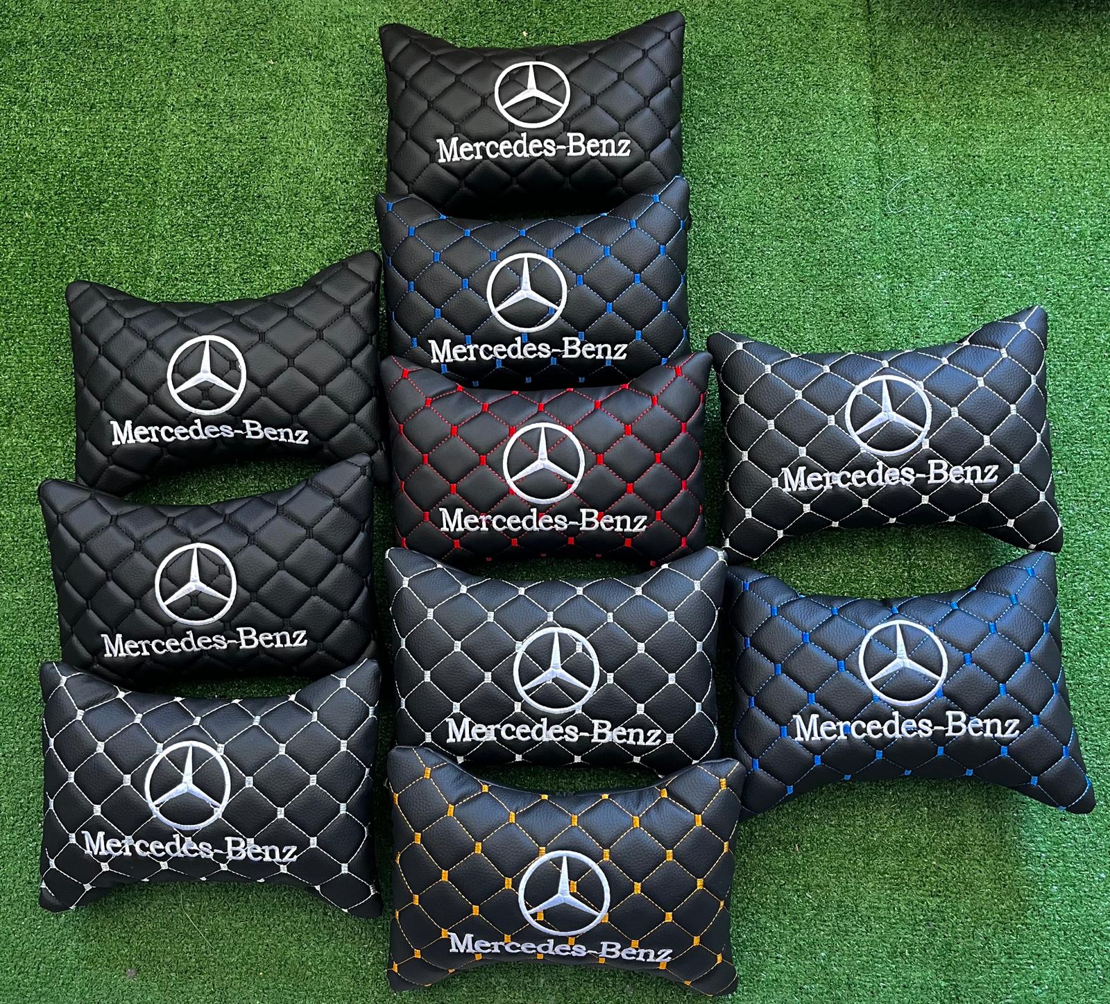 For Mercedes Benz Leather Neck Pillow (2 PCS)