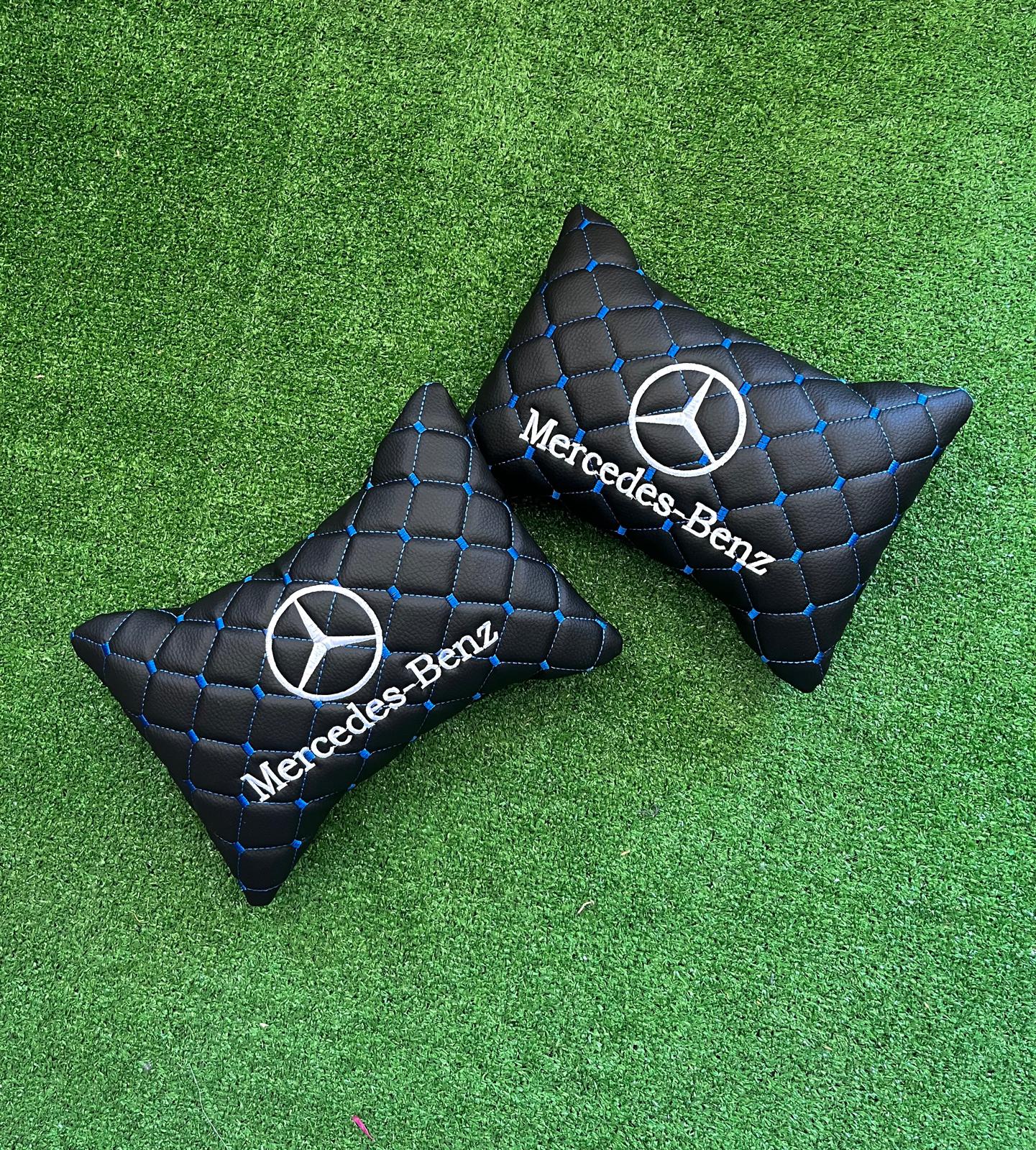 For Mercedes Benz Leather Neck Pillow (2 PCS)