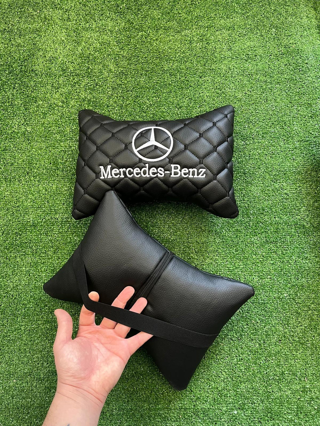 For Mercedes Benz Leather Neck Pillow (2 PCS)