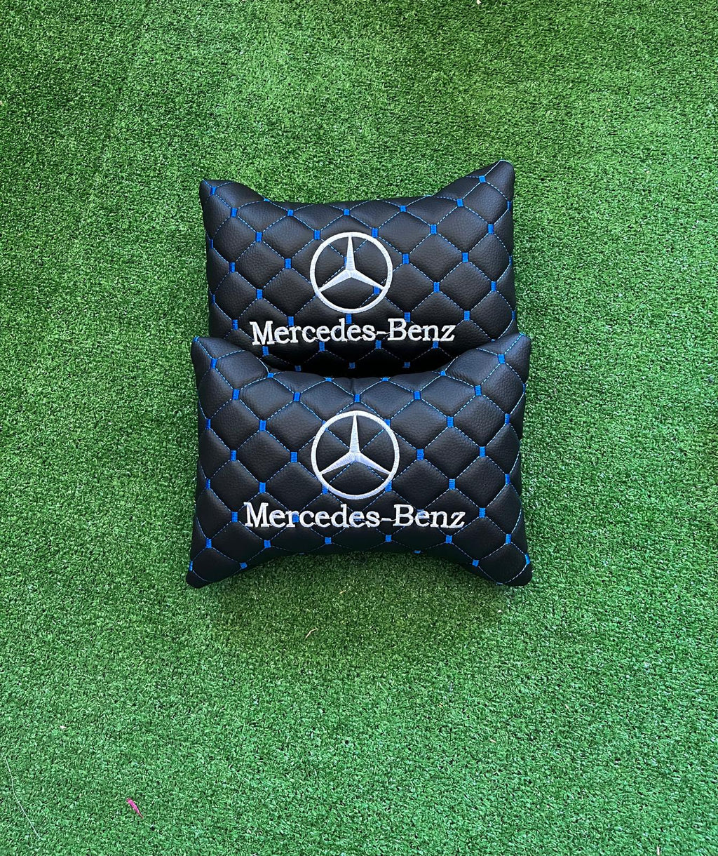 For Mercedes Benz Leather Neck Pillow (2 PCS)