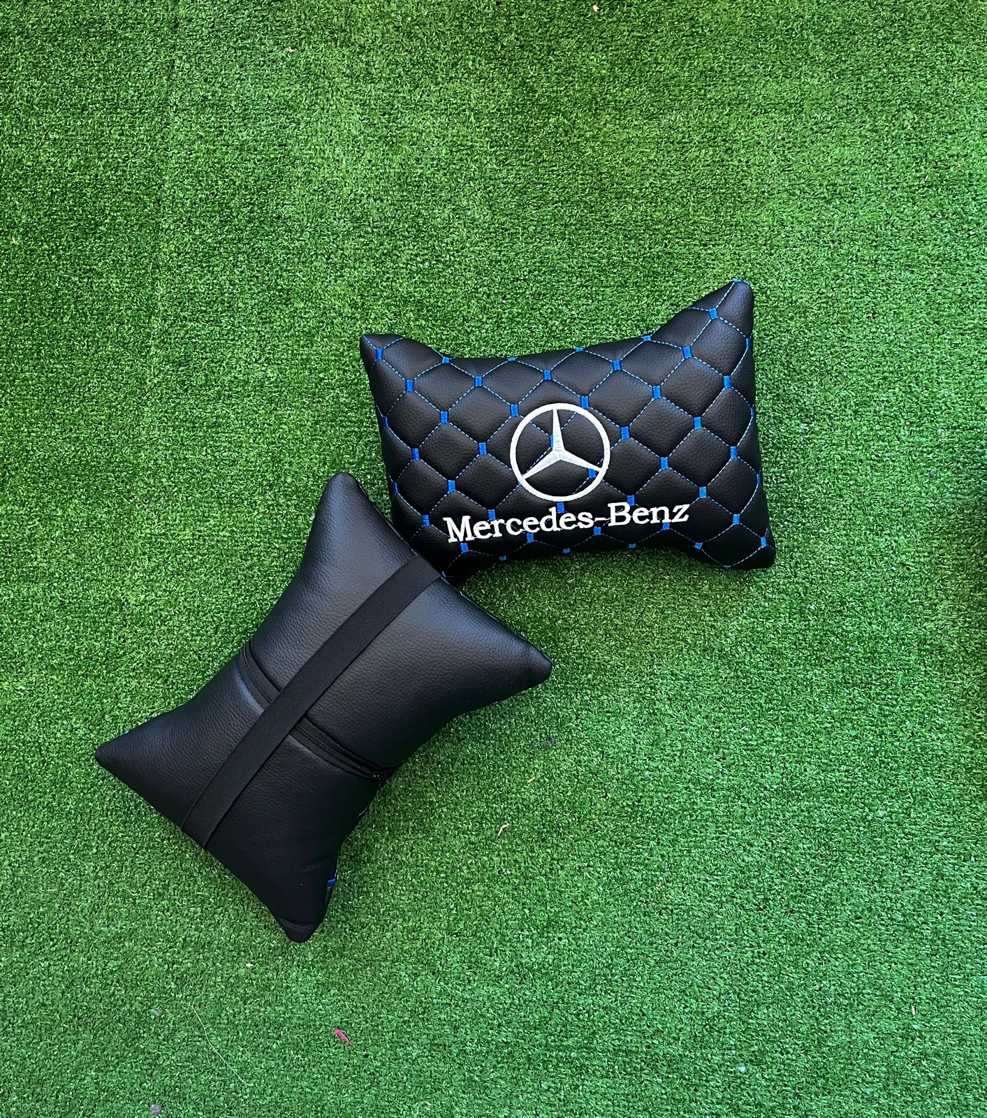 For Mercedes Benz Leather Neck Pillow (2 PCS)