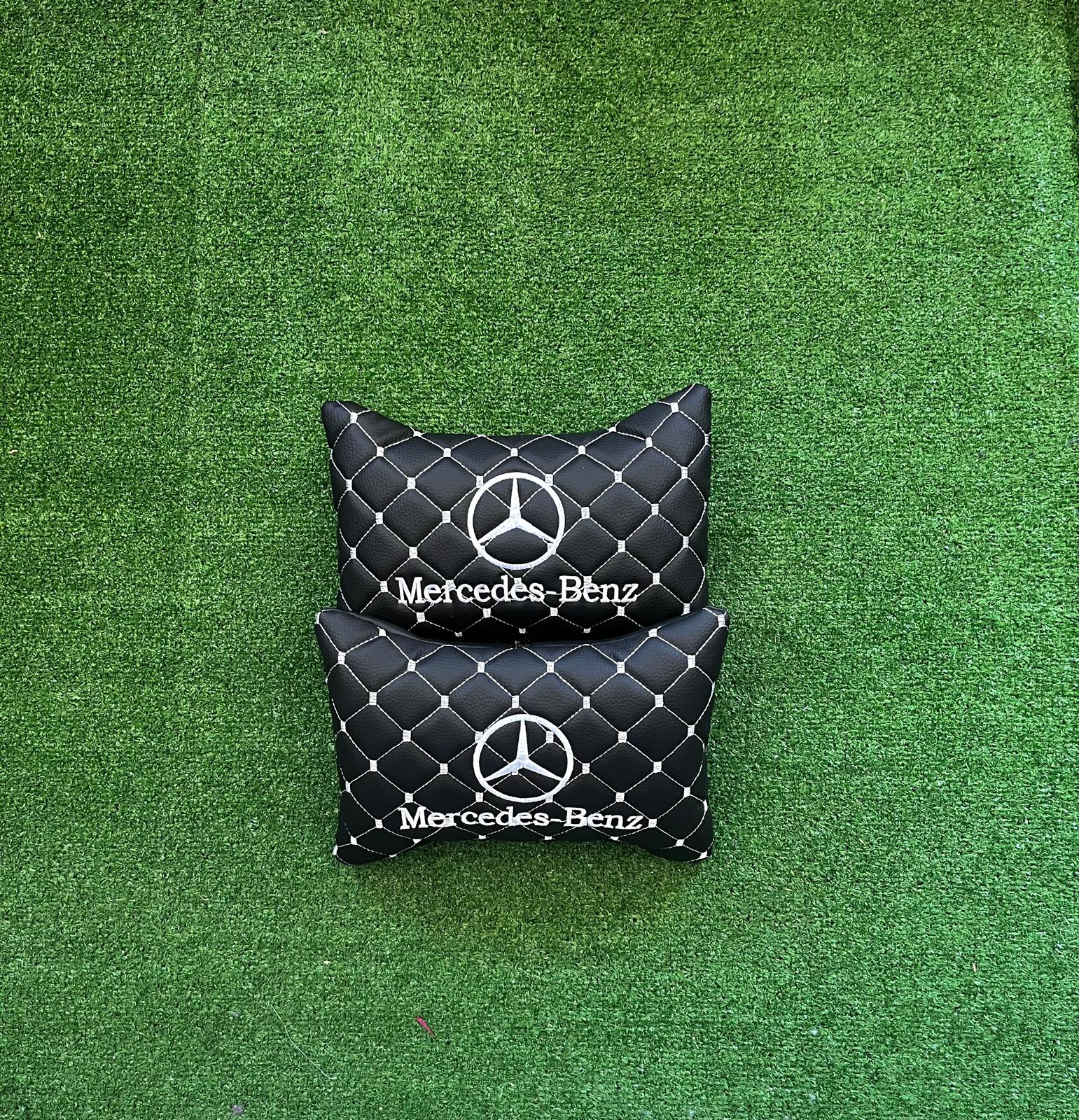 For Mercedes Benz Leather Neck Pillow (2 PCS)