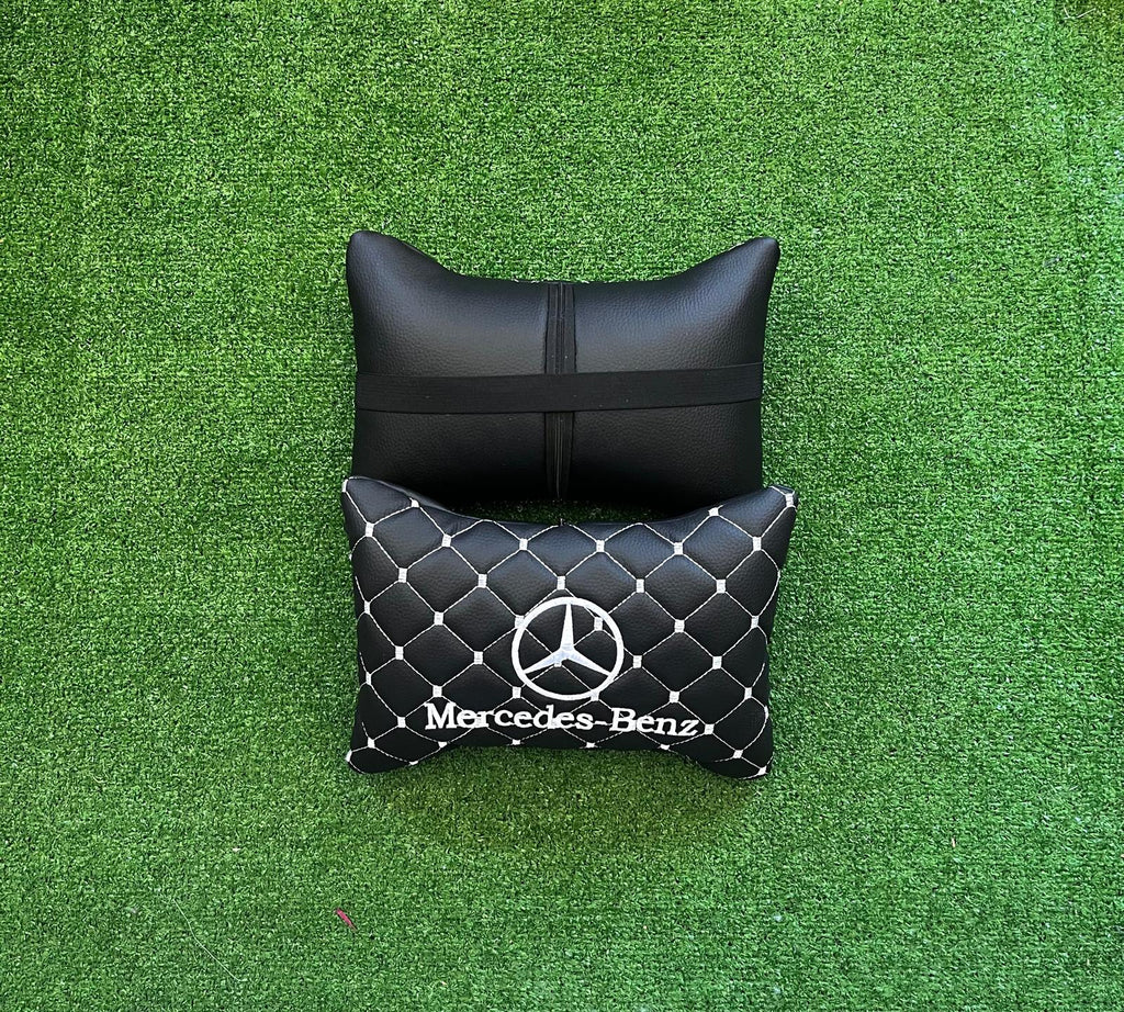 For Mercedes Benz Leather Neck Pillow (2 PCS)