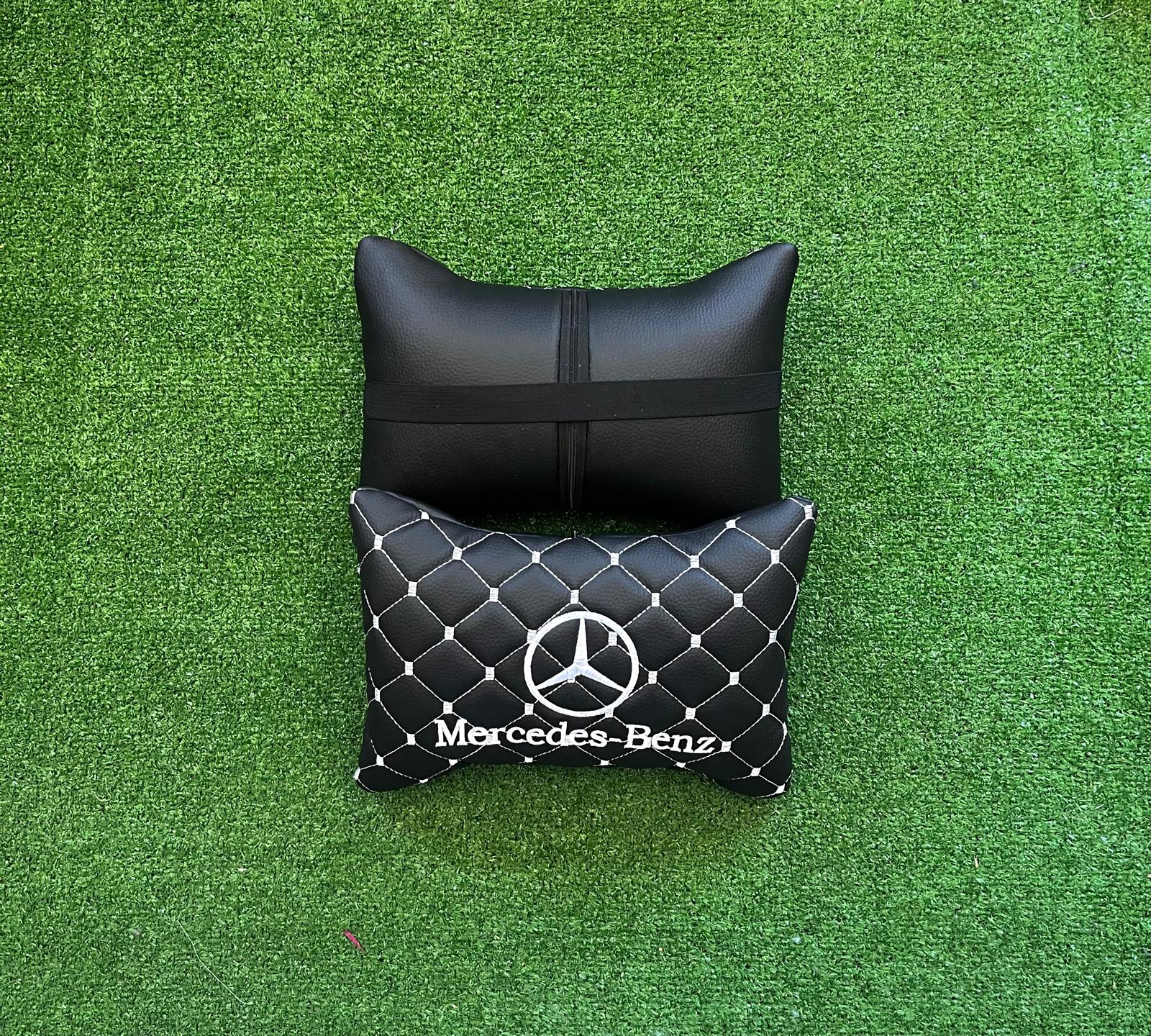 For Mercedes Benz Leather Neck Pillow (2 PCS)