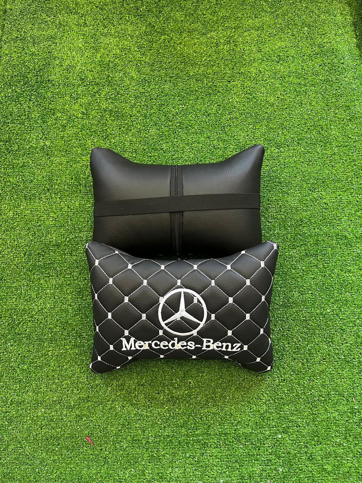 For Mercedes Benz Leather Neck Pillow (2 PCS)