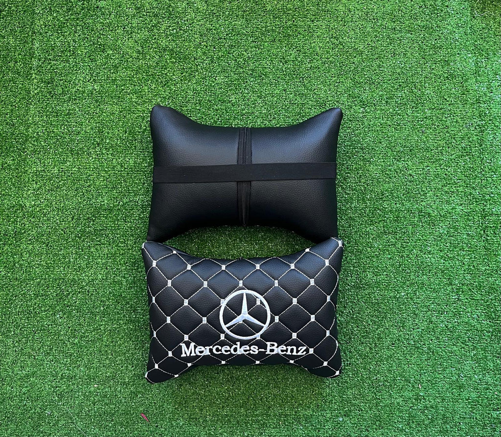 For Mercedes Benz Leather Neck Pillow (2 PCS)
