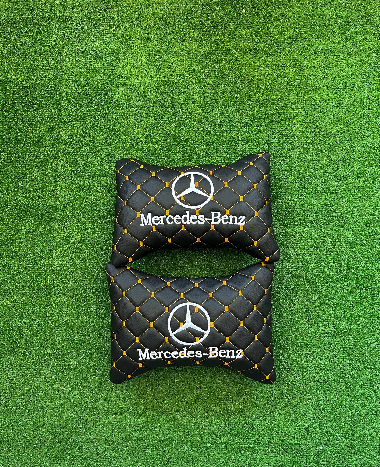 For Mercedes Benz Leather Neck Pillow (2 PCS)