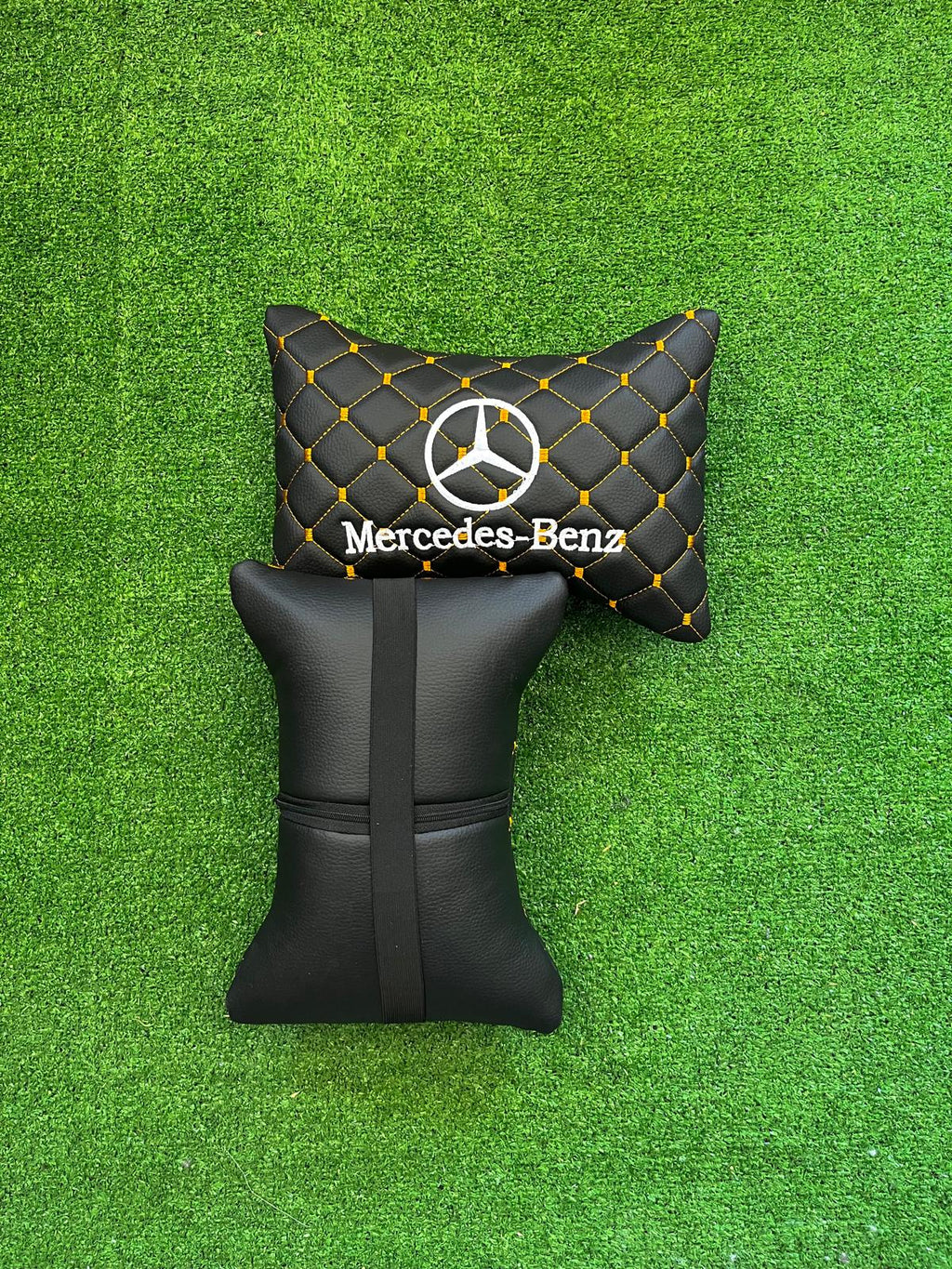 For Mercedes Benz Leather Neck Pillow (2 PCS)