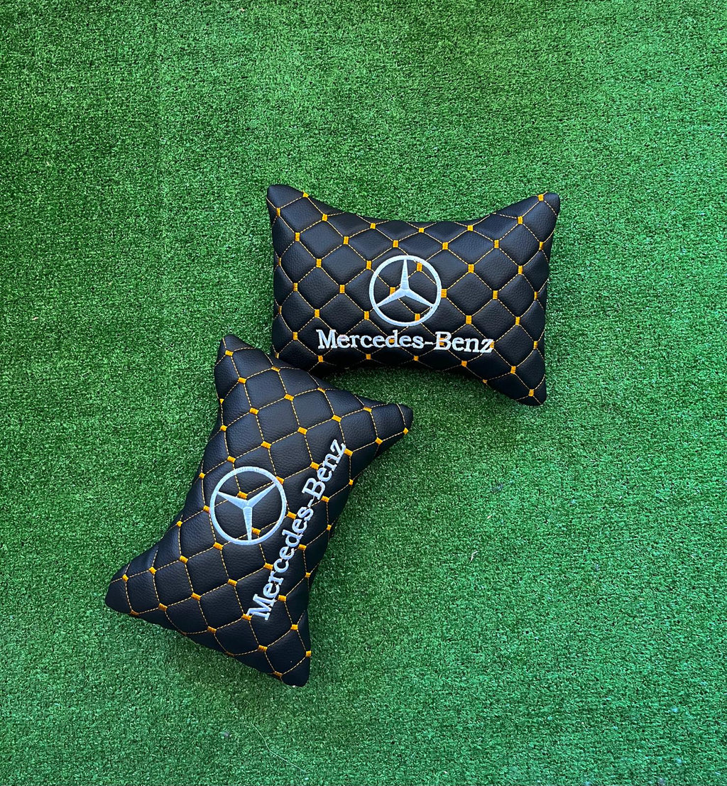 For Mercedes Benz Leather Neck Pillow (2 PCS)
