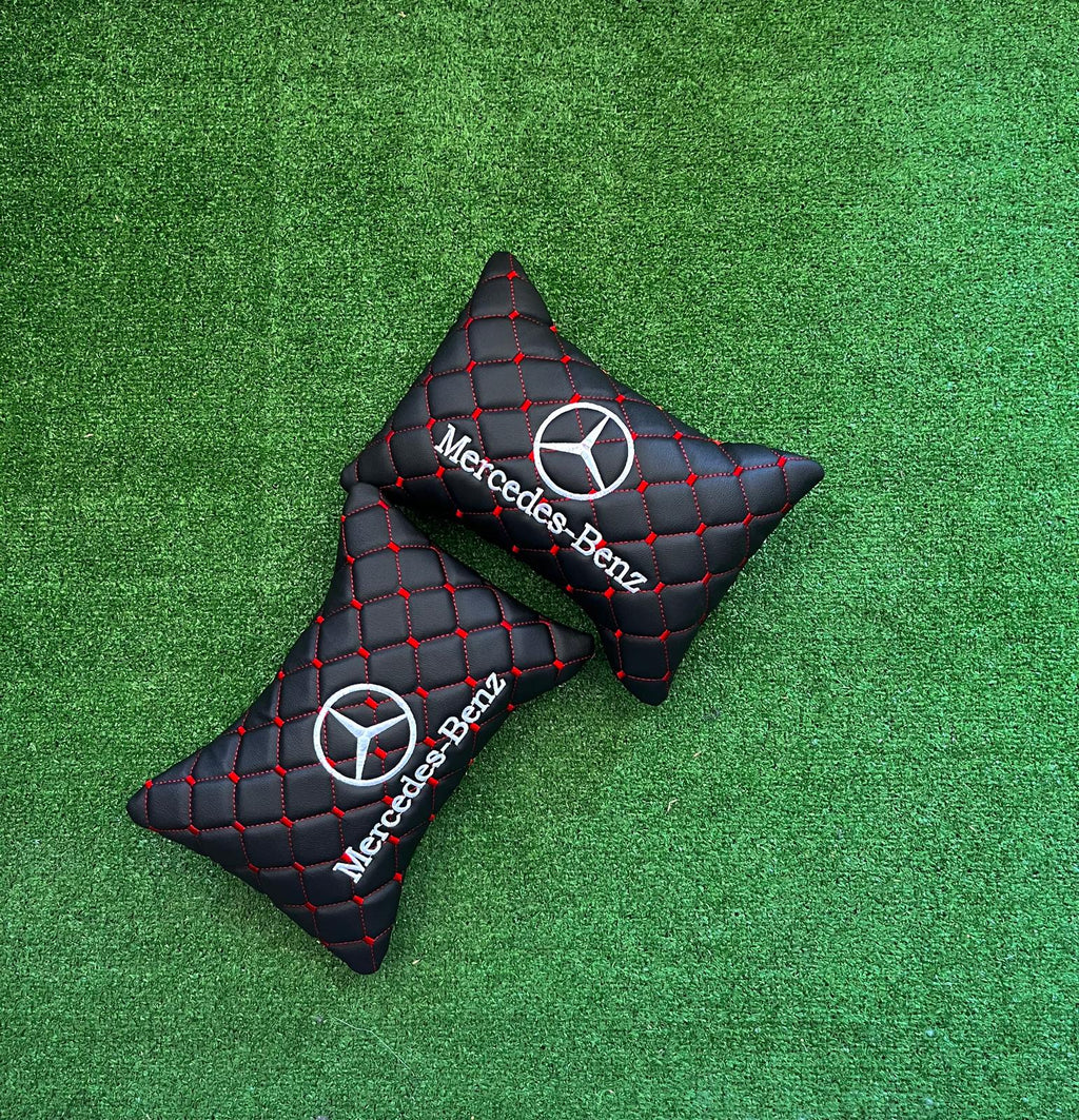 For Mercedes Benz Leather Neck Pillow (2 PCS)