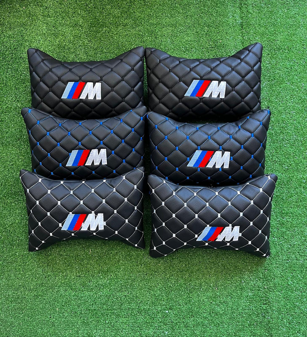 For BMW M Leather Neck Pillows for Cars - Premium Comfort and Style (2 PCS)