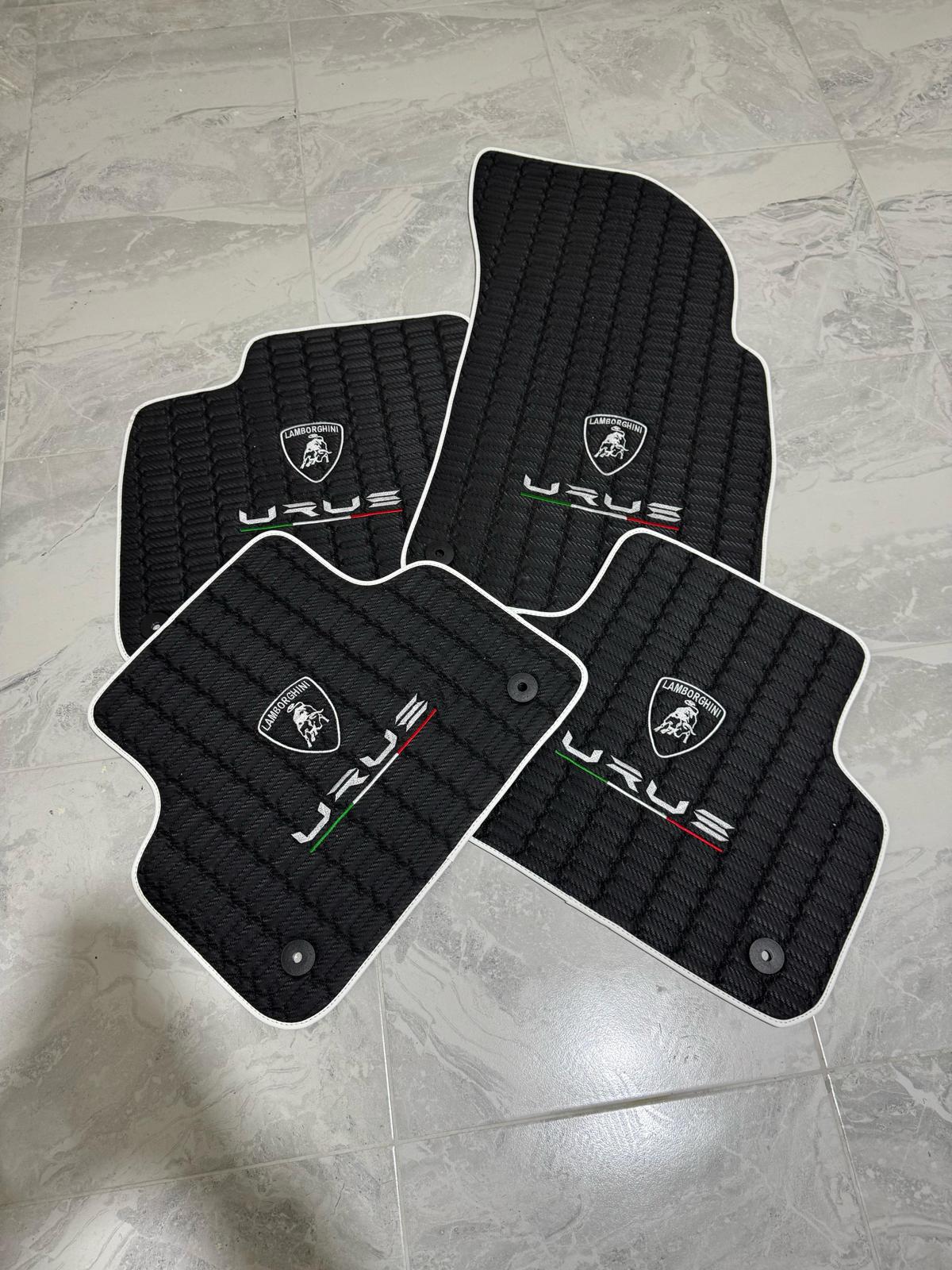 Lamborghini URUS Leather Car Floor Mat + Trunk Mat Full Set + 2 Pcs Lumbar Pillow, Waterproof Custom Car Mat