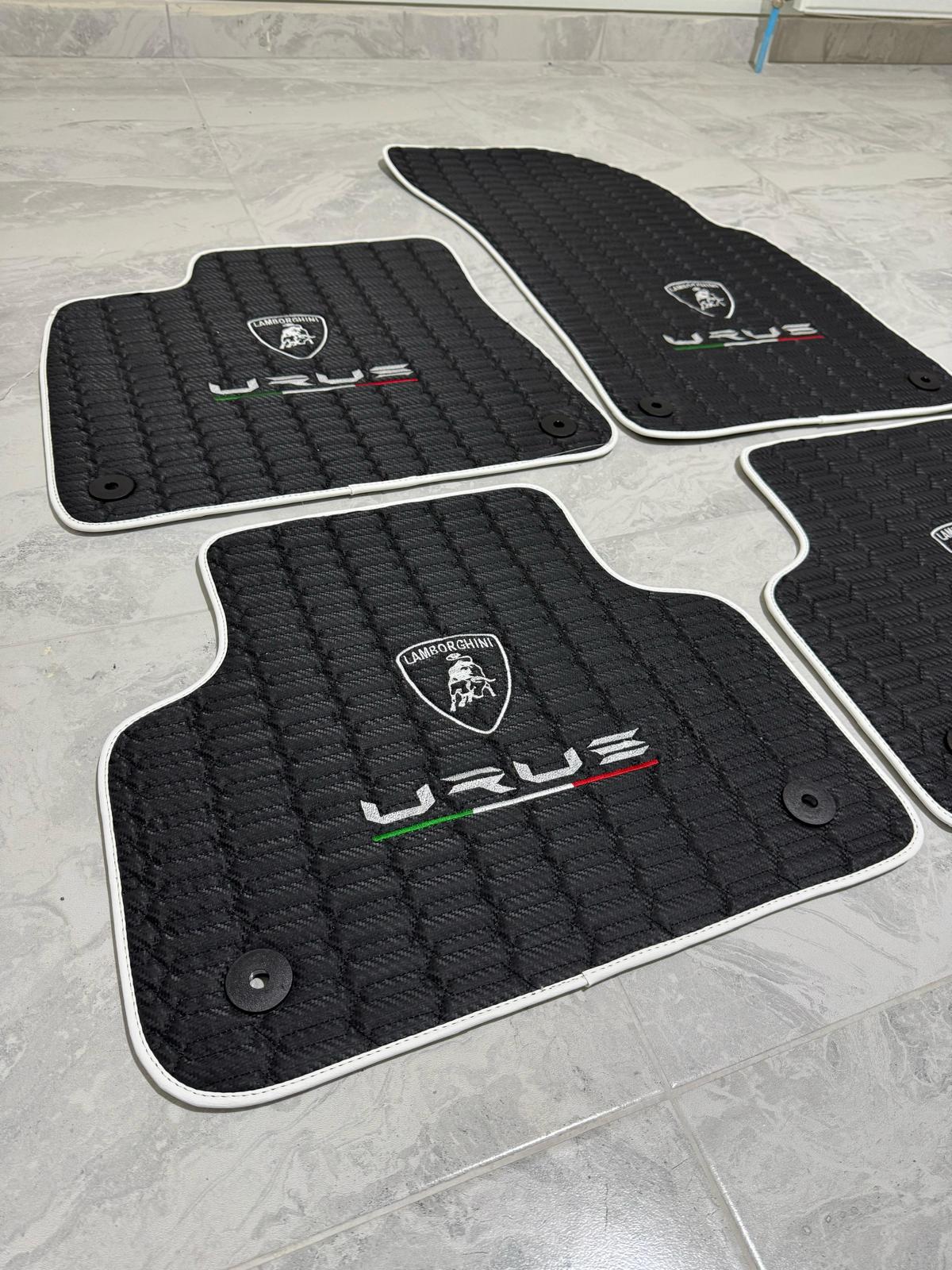 Lamborghini URUS Leather Car Floor Mat + Trunk Mat Full Set + 2 Pcs Lumbar Pillow, Waterproof Custom Car Mat