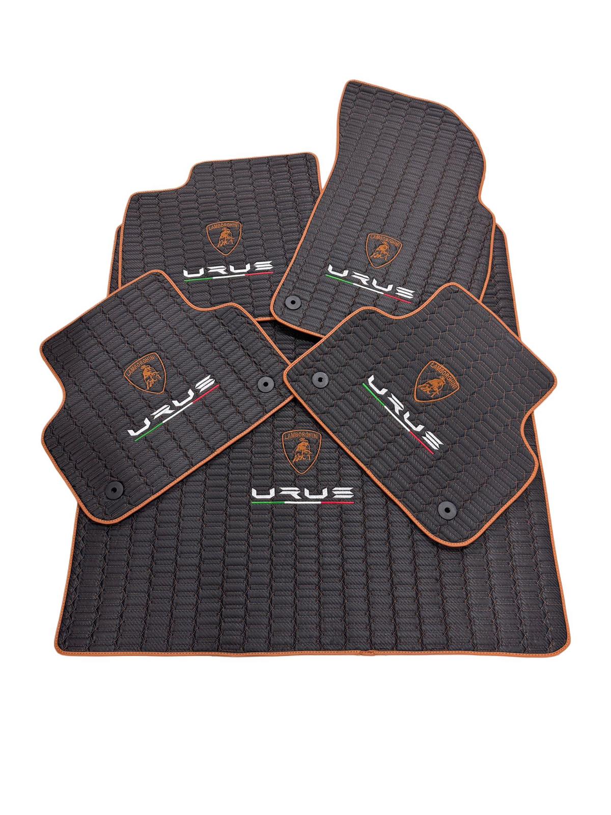 Lamborghini URUS Leather Car Floor Mat + Trunk Mat Full Set, Lamborghini Waterproof Custom Car Mat