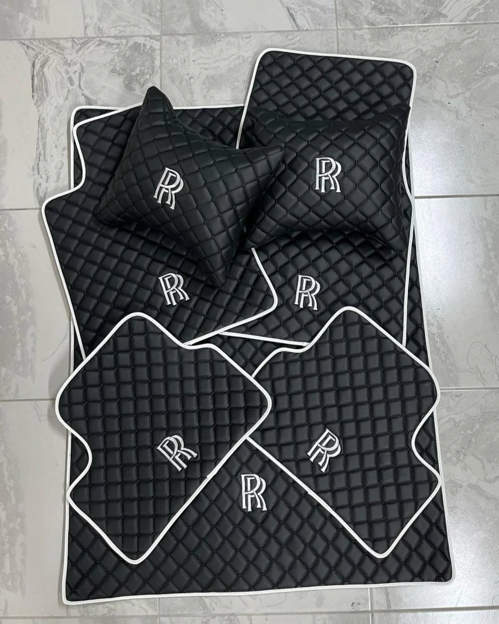 Leather Floor Mats Set For Rolls Royce Trunk Mat Pillow Set