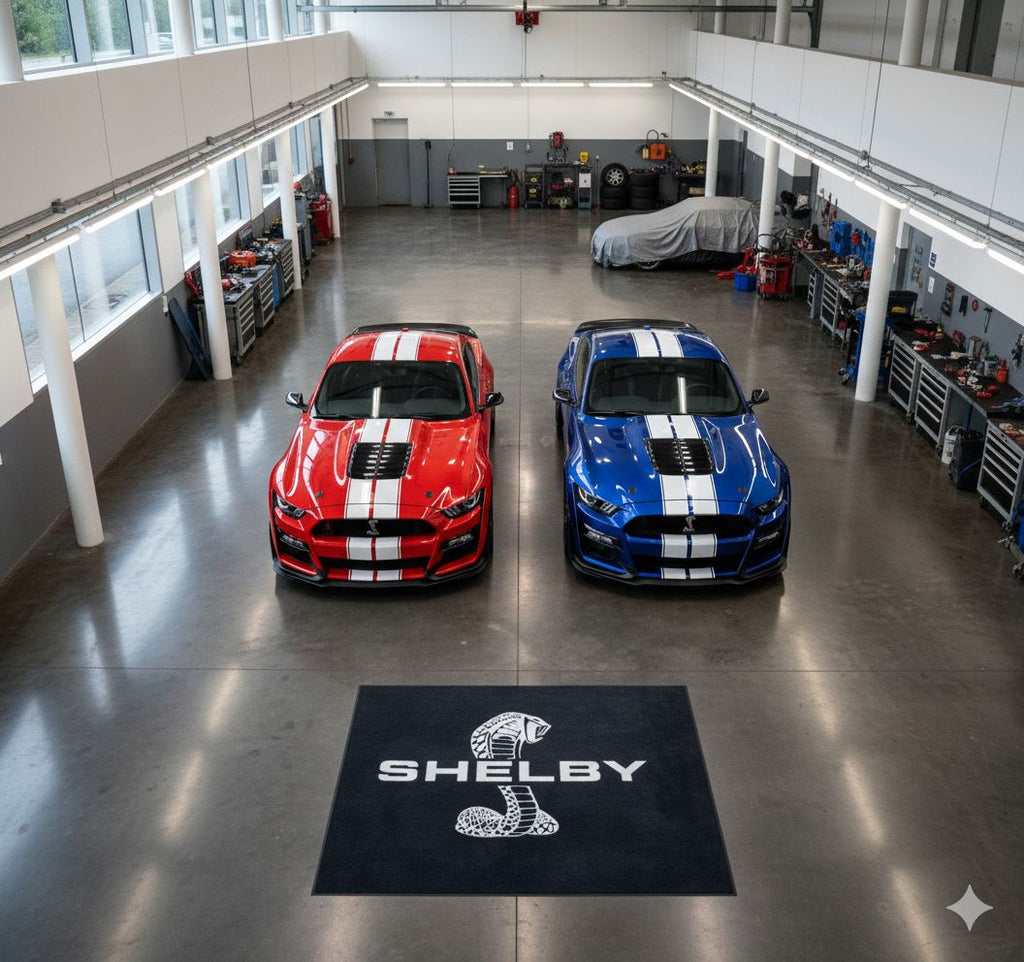 Shelby Garage Floor Mat 5x7 FT (60x87 Inches) Premium Showroom Rug & Wall Decor Luxury Racing Style
