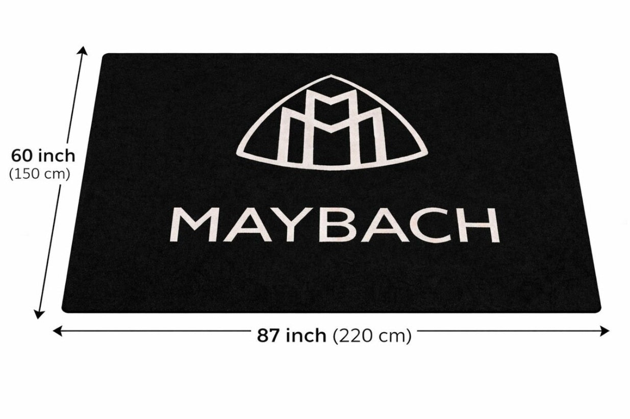 Maybach Garage Floor Mat 5x7 FT (60x87 Inches) Premium Showroom Rug & Wall Decor Luxury Racing Style