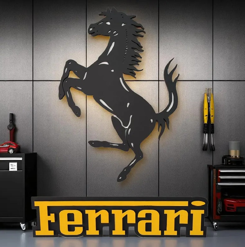 Handmade Horse Logo Wood Wall Art: Garage Decor Wall Decor