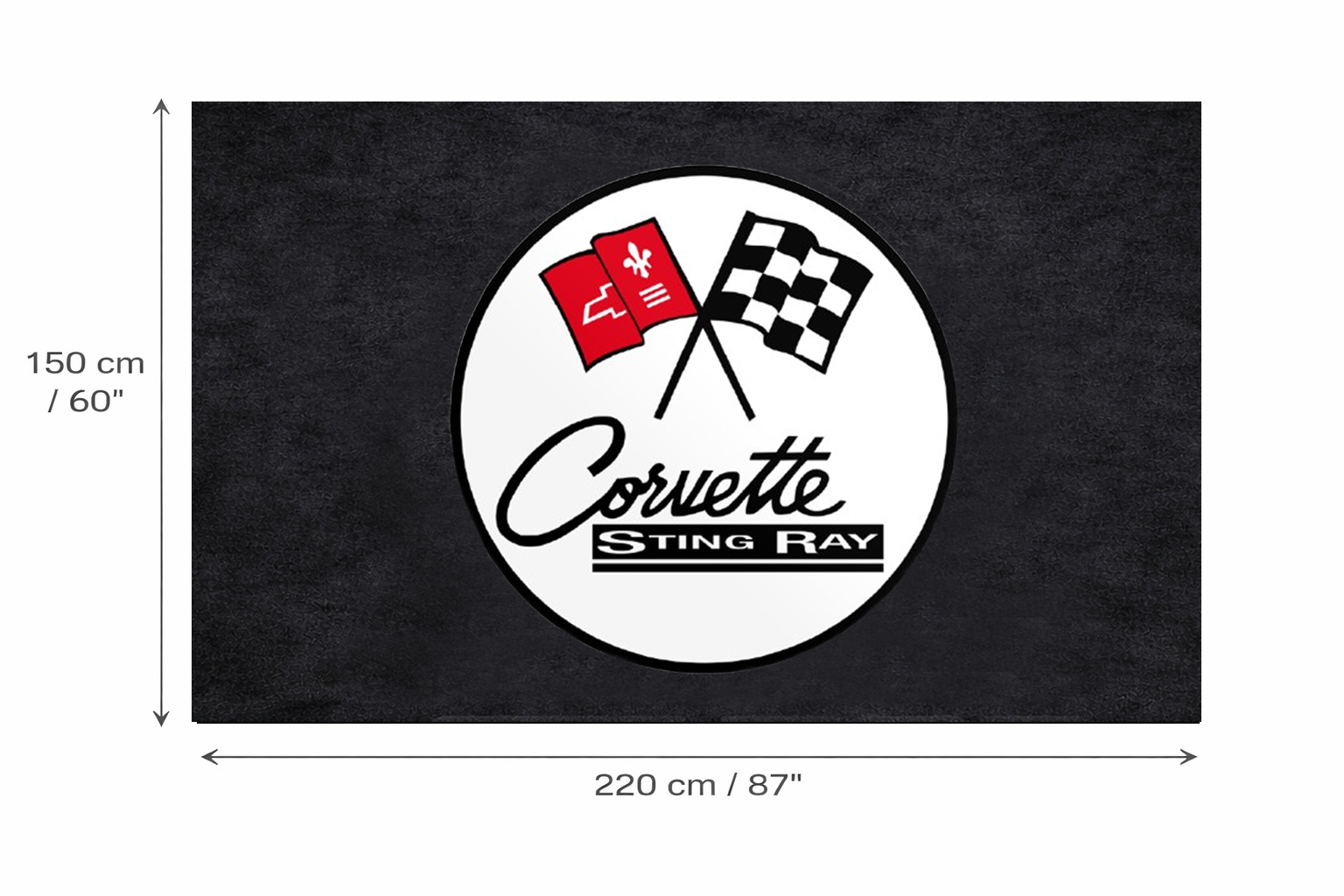 Corvette C2 Stingray Garage Floor Mat 5x7 FT (60x87 Inches) Premium Showroom Rug Wall Decor