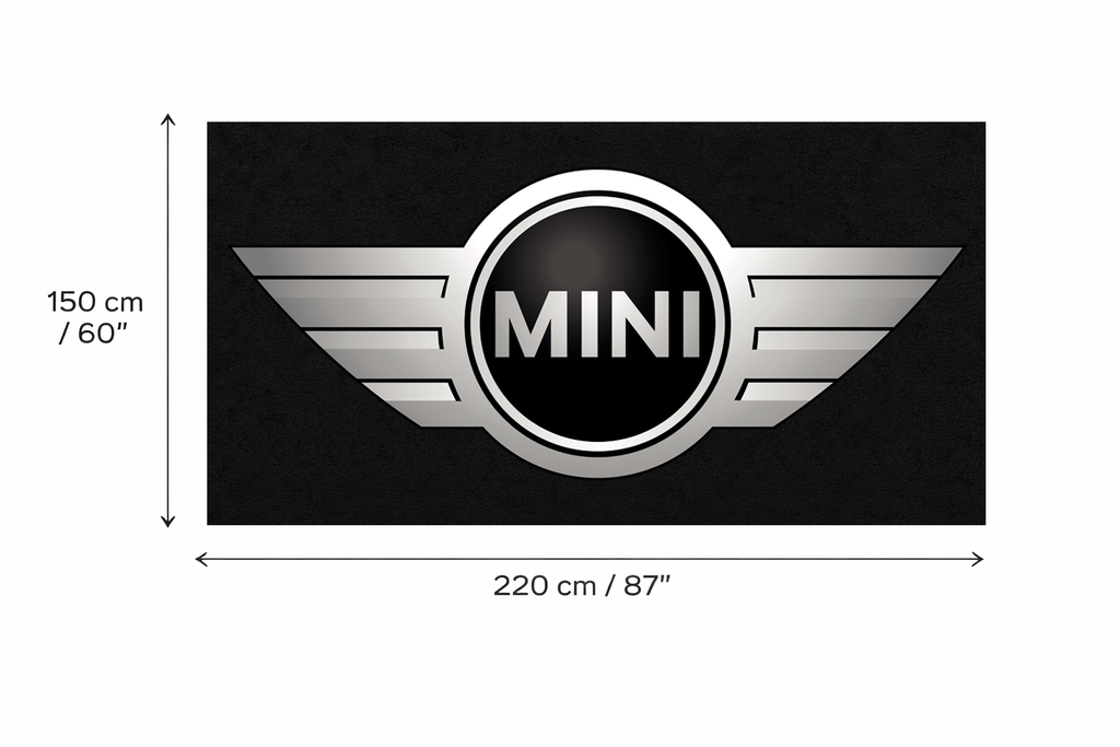 Mini Cooper Garage Floor Mat 5x7 FT (60x87 Inches) Premium Showroom Rug Wall Decor