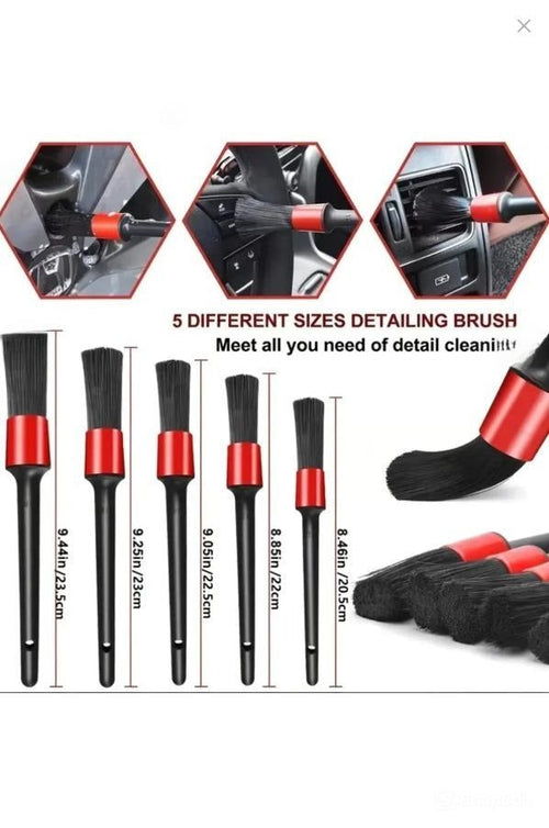 Car Detailing Brush Set – 5 Sizes – Soft Bristles – Interior & Exterior Cleaning – Perfect for Vents, Wheels & Dashboard